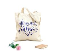 AILOONG Bolsas reutilizables para la compra Cita escrita a mano Todo lo que necesitas es amor Tela de 340g/m² de grosor Plegable