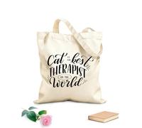 AILOONG Bolsas reutilizables para la compra Cita inspiradora sobre gatos dibujada a mano Tela de 12 oz de grosor Plegable 35x40cm Grande