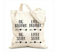 AILOONG Bolsas reutilizables para la compra Citas de familia de Gran Hermano y Hermana Tela de 12 oz de grosor Plegable 31x36cm Mediano