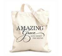 AILOONG Bolsas reutilizables para la compra Citas de letras para letreros de Amazing Grace Tela de 12 oz de grosor Plegable 31x36cm Mediano