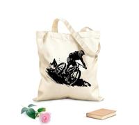 AILOONG Bolsas reutilizables para la compra Conquistando la subida Ciclista llegando a la cima Tela de 12 oz de grosor Plegable 35x40cm Grande