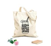 AILOONG Bolsas reutilizables para la compra Criado con té dulce y Jesús Tela de 12 oz de grosor Plegable 35x40cm Grande