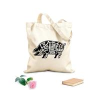 AILOONG Bolsas reutilizables para la compra Diagrama de carnicero, esquema y guía de cortes de cerdo Tela de 12 oz de grosor Plegable 31x36cm Mediano