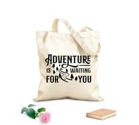 AILOONG Bolsas reutilizables para la compra Diseño de manualidades con citas de letras de aventuras. Tela de 12 oz de grosor Plegable 25x30cm Pequeño