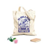 AILOONG Bolsas reutilizables para la compra Él tiene un plan, yo tengo un propósito cristiano con mensaje inspirador. Tela de 340g/m² de grosor Plegable