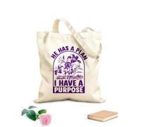AILOONG Bolsas reutilizables para la compra Él tiene un plan, yo tengo un propósito cristiano con mensaje inspirador. Tela de 340g/m² de grosor Plegable