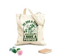 AILOONG Bolsas reutilizables para la compra Él tiene un plan, yo tengo un propósito cristiano con mensaje inspirador. Tela de 340g/m² de grosor Plegable