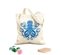 AILOONG Bolsas reutilizables para la compra Ícono de mandala de pulpo con espirales celestiales en negro Tela de 340g/m² de grosor Plegable