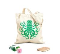 AILOONG Bolsas reutilizables para la compra Ícono de mandala de pulpo con espirales celestiales en negro Tela de 340g/m² de grosor Plegable