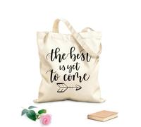 AILOONG Bolsas reutilizables para la compra Lo mejor está por venir - Cita inspiradora Tela de 12 oz de grosor Plegable 31x36cm Mediano