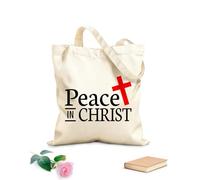 AILOONG Bolsas reutilizables para la compra Mi paz os doy paz en Cristo escritura bíblica del evangelio de juan Tela de 12 oz de grosor Plegable 25x30cm Pequeño
