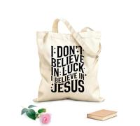 AILOONG Bolsas reutilizables para la compra No creo en la suerte, creo en Jesús. Tela de 12 oz de grosor Plegable 31x36cm Mediano