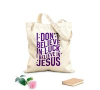 AILOONG Bolsas reutilizables para la compra No creo en la suerte, creo en Jesús. Tela de 340g/m² de grosor Plegable