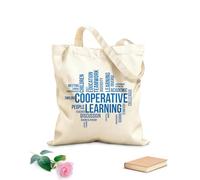 AILOONG Bolsas reutilizables para la compra Nube de palabras de aprendizaje cooperativo Tela de 340g/m² de grosor Plegable