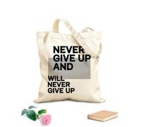 AILOONG Bolsas reutilizables para la compra Nunca te rindas y nunca te rendirás tipografía de eslogan Tela de 12 oz de grosor Plegable 35x40cm Grande