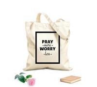 AILOONG Bolsas reutilizables para la compra Ora más y preocúpate menos Tela de 12 oz de grosor Plegable 35x40cm Grande