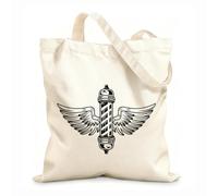 AILOONG Bolsas reutilizables para la compra Poste de barbero con alas, objeto estilo tatuaje Tela de 12 oz de grosor Plegable 25x30cm Pequeño