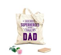AILOONG Bolsas reutilizables para la compra ¿Quién necesita superhéroes cuando tengo el Día del Padre de mi papá? Tela de 340g/m² de grosor Plegable