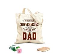 AILOONG Bolsas reutilizables para la compra ¿Quién necesita superhéroes cuando tengo el Día del Padre de mi papá? Tela de 340g/m² de grosor Plegable