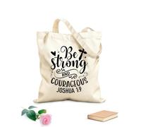 AILOONG Bolsas reutilizables para la compra Sé fuerte y valiente Josué 19 Tela de 12 oz de grosor Plegable 25x30cm Pequeño