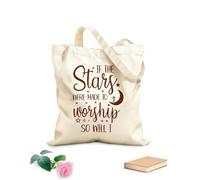 AILOONG Bolsas reutilizables para la compra Si las estrellas están hechas para adorar yo también lo haré diseño cristiano Tela de 340g/m² de grosor Plegable