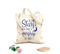 AILOONG Bolsas reutilizables para la compra Si las estrellas están hechas para adorar yo también lo haré diseño cristiano Tela de 340g/m² de grosor Plegable