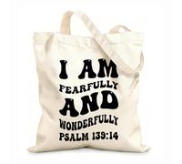 AILOONG Bolsas reutilizables para la compra Soy una creación admirable y maravillosa. Salmo 139:14 Tela de 12 oz de grosor Plegable 35x40cm Grande