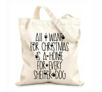 AILOONG Bolsas reutilizables para la compra Todo lo que quiero para Navidad es un hogar en cada esquina. Tela de 12 oz de grosor Plegable 25x30cm Pequeño