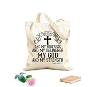 AILOONG Bolsas reutilizables para la compra Versículo bíblico Cristianismo Fe Jesús Señor Devoto Tela de 12 oz de grosor Plegable 35x40cm Grande