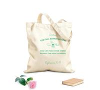 AILOONG Bolsas reutilizables para la compra Versículo bíblico de Efesios sobre fondo poligonal Tela de 340g/m² de grosor Plegable