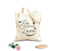 AILOONG Bolsas reutilizables para la compra Versículo bíblico: Haz todo con amor Tela de 12 oz de grosor Plegable 25x30cm Pequeño