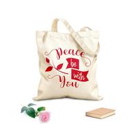 AILOONG Bolsas reutilizables para la compra versículo bíblico la paz sea contigo Tela de 340g/m² de grosor Plegable