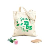 AILOONG Bolsas reutilizables para la compra versículo bíblico la paz sea contigo Tela de 340g/m² de grosor Plegable