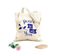 AILOONG Bolsas reutilizables para la compra versículo bíblico la paz sea contigo Tela de 340g/m² de grosor Plegable