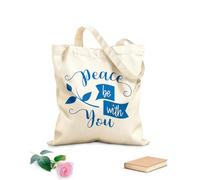 AILOONG Bolsas reutilizables para la compra versículo bíblico la paz sea contigo Tela de 340g/m² de grosor Plegable