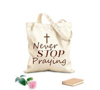 AILOONG Bolsas reutilizables para la compra Versículo bíblico Nunca dejes de orar Tela de 340g/m² de grosor Plegable