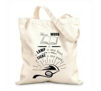 AILOONG Bolsas reutilizables para la compra Versículo bíblico: Tu palabra es lámpara a mis pies y luz a mi camino Salmo 119:105 Tela de 12 oz de grosor Plegable 25x30cm Pequeño