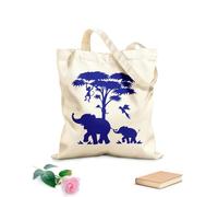 AILOONG Bolsos de calicó para mujer Animales Elefante Jungla Mono Árbol Niño Tela de 340g/m² de grosor Plegable