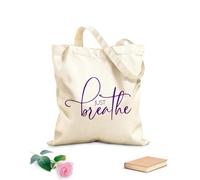 AILOONG Bolsos de calicó para mujer Cita motivacional Solo respira Tela de 340g/m² de grosor Plegable