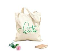 AILOONG Bolsos de calicó para mujer Cita motivacional Solo respira Tela de 340g/m² de grosor Plegable