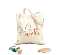 AILOONG Bolsos de calicó para mujer Cita motivacional Solo respira Tela de 340g/m² de grosor Plegable