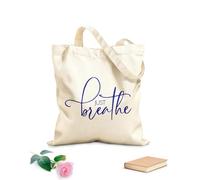 AILOONG Bolsos de calicó para mujer Cita motivacional Solo respira Tela de 340g/m² de grosor Plegable