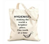 AILOONG Bolsos de calicó para mujer Citación de la Clínica Dental: Higienistas que hacen del mundo un lugar mejor, diente a diente. Tela de 12 oz de grosor Plegable 25x30cm Pequeño