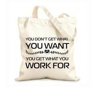 AILOONG Bolsos de calicó para mujer Citas inspiradoras: Recibes lo que das Tela de 12 oz de grosor Plegable 31x36cm Mediano