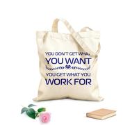 AILOONG Bolsos de calicó para mujer Citas inspiradoras: Recibes lo que das Tela de 340g/m² de grosor Plegable