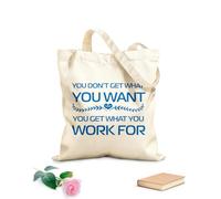 AILOONG Bolsos de calicó para mujer Citas inspiradoras: Recibes lo que das Tela de 340g/m² de grosor Plegable