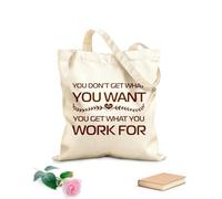 AILOONG Bolsos de calicó para mujer Citas inspiradoras: Recibes lo que das Tela de 340g/m² de grosor Plegable