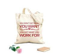 AILOONG Bolsos de calicó para mujer Citas inspiradoras: Recibes lo que das Tela de 340g/m² de grosor Plegable