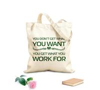 AILOONG Bolsos de calicó para mujer Citas inspiradoras: Recibes lo que das Tela de 340g/m² de grosor Plegable