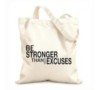 AILOONG Bolsos de calicó para mujer Citas inspiradoras y motivacionales de Fitnesscenter: Más fuerte que tus excusas Tela de 12 oz de grosor Plegable 25x30cm Pequeño